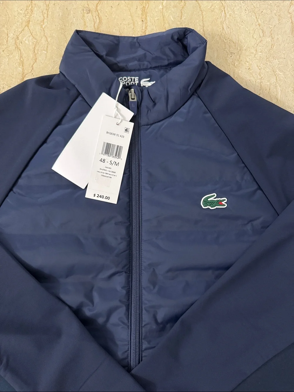 NWT Lacoste Navy Quilted Golf Jacket